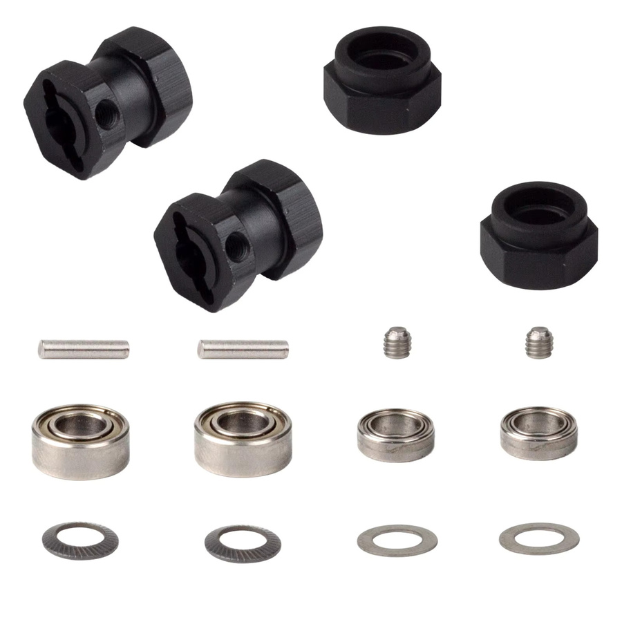 Tamiya Grasshopper 12mm Aluminium Sechskant-Adapter Felgen-Kombination, Zubehör, Schwarz, Metall - Bild 5