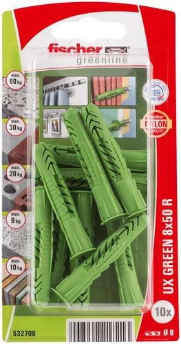 Fischer UX Green Universaldübel aus Nylon, Durchmesser: 8 mm, Länge: 50 mm - Bild 1
