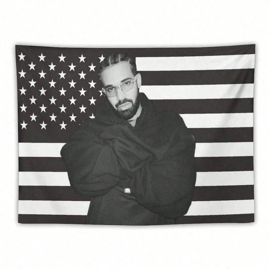 Drake Schwarze Amerikanische Flagge Wandteppich aus Polyester von JMG Household Supplies, B/H: 40 x 60 cm - Bild 2