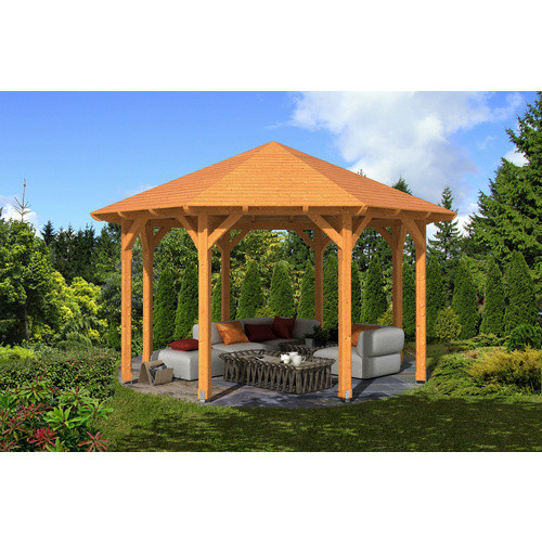 SKANHOLZ Pavillon Lyon 2 aus Douglasie Vollholz in Beige, B/H/T: 484 x 330 x 484 cm - Bild 2