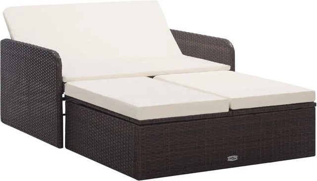 vidaXL 2-tlg Garten-Lounge-Set aus Poly Rattan in Braun mit Sitzkissen und Fußstütze - Bild 1