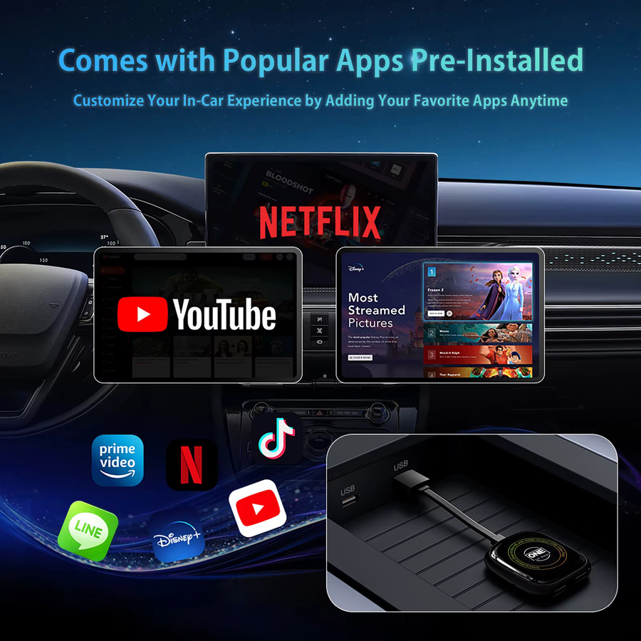 OneCarStereo Smart AI Box HE Videobox in Schwarz mit HDMI-Ausgang, Dual-WLAN und Split-Screen-Funktion für Netflix, IPTV und Google Play Store - Bild 3