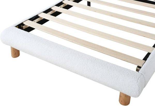 KOMHTOM Kinder Polsterbett in Weiß mit Holzlattenrost und Vliesstoff-Ring, B/T/H: 90 x 200 cm