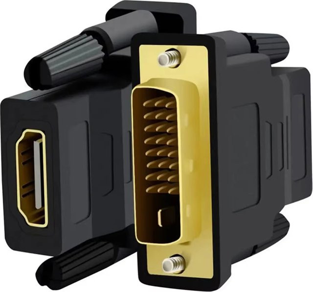Viesrita DVI auf HDMI Adapter in Schwarz, bidirektionaler Full HD 1080P Konverter mit DVI 24+1 Stecker und Buchse - Bild 1