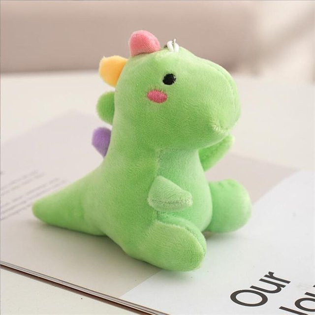BC Pet Supplies Schlüsselanhänger, Sitzender Regenbogen-Dinosaurier-Plüschtier, beige, Kinder - Bild 1