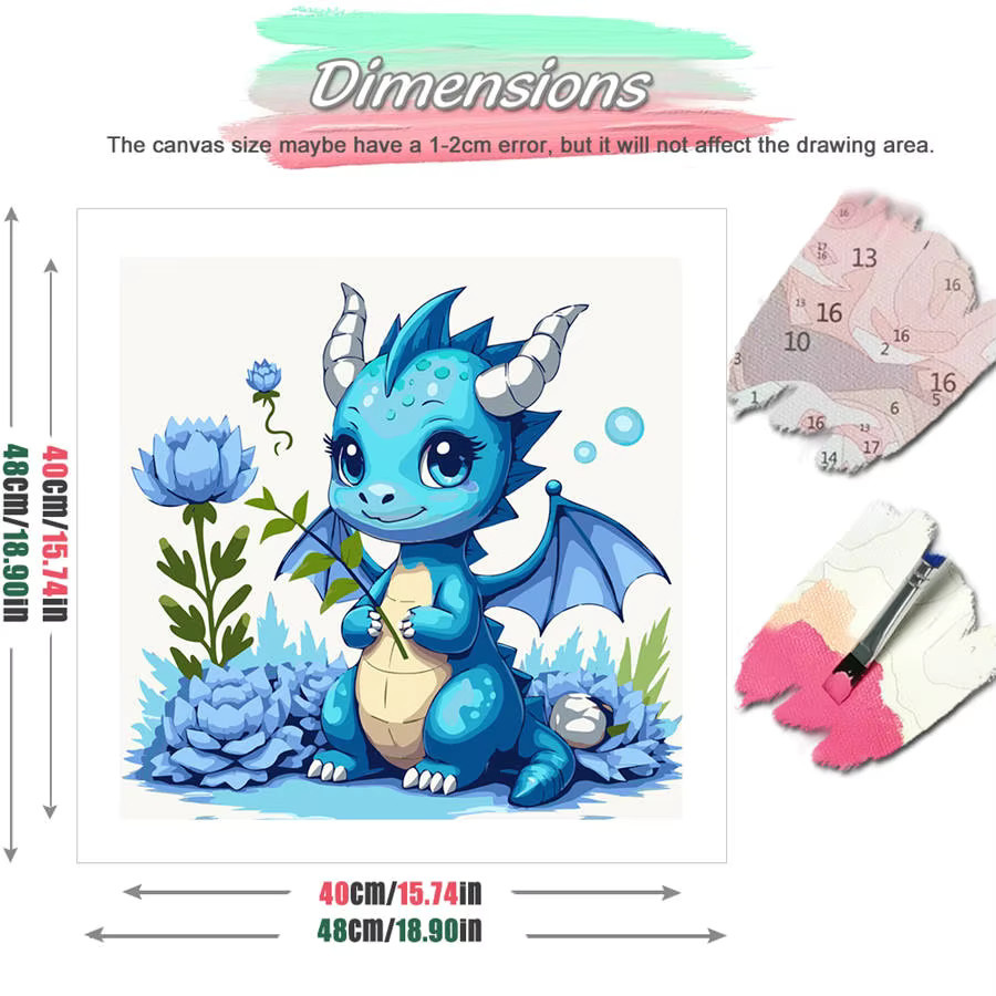 HUACAN Malen nach Zahlen-Kit, Fantasy, blau, floral, Set - Bild 2