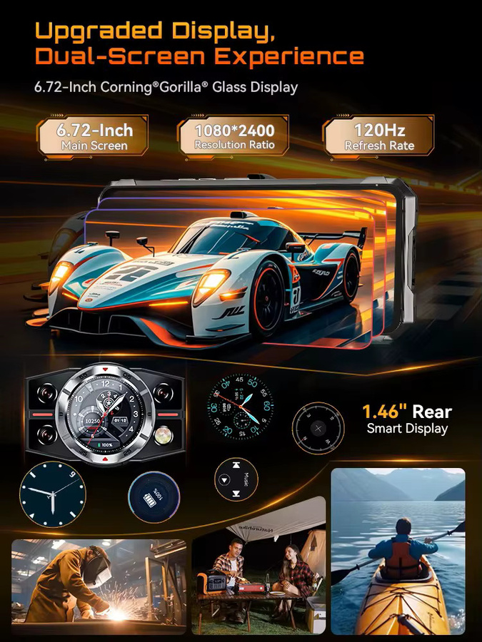 Robustes Cubot KingKong 11 5G Smartphone in Schwarz mit 256 GB Speicher, 6,72 Zoll FHD+ 120Hz Gorilla Glass Display, 10200mAh Akku und Dimensity 7025 Prozessor - Bild 4