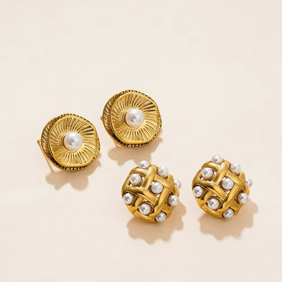 Erpels Ohrstecker Edelstahl, vergoldet, Perle, Damen, Vintage - Bild 1