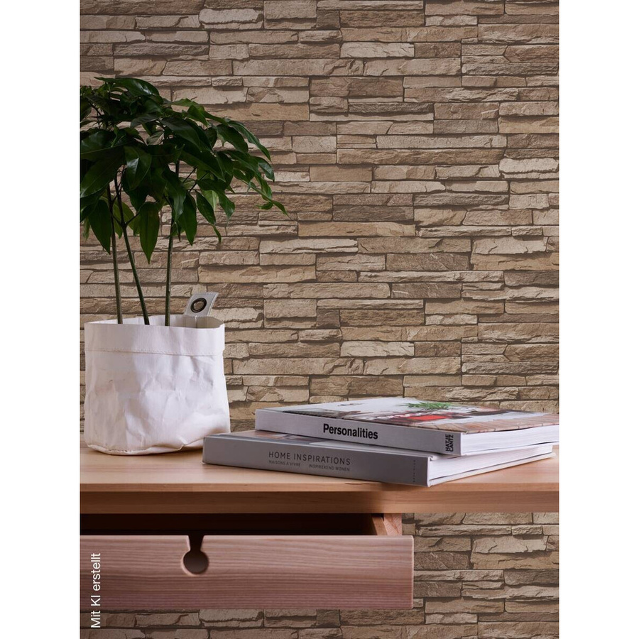 A.S. Création Vliestapete in Stein-Optik Braun und Beige, moderne Natur-Tapete für Wohnzimmer, Schlafzimmer oder Home-Office, Breite: 53 cm, Höhe: 1005 cm, Tiefe: 9,3 cm - Bild 2