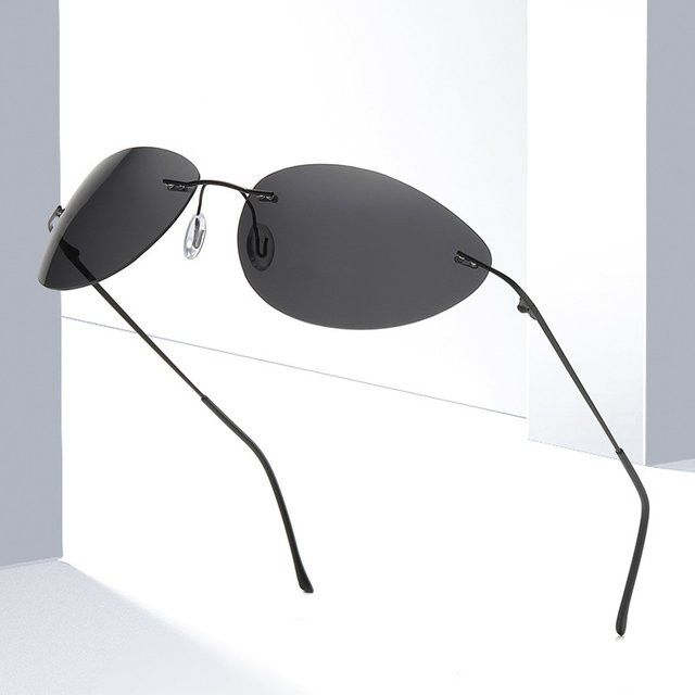 Polarisierte Sonnenbrille Cat-Eye, randlos, Metall, Unisex - Bild 1
