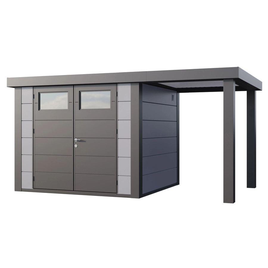 Telluria Gerätehaus Classico mit offener Lounge S Rechts in Hellgrau, B/T/H: 456 x 258 x 219 cm - Bild 2
