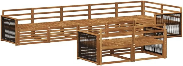 vidaXL Outdoor-Sofagarnitur aus Akazienholz in Braun, 8-teiliges L-Shape Set mit Ecksofa und Sesseln - Bild 1