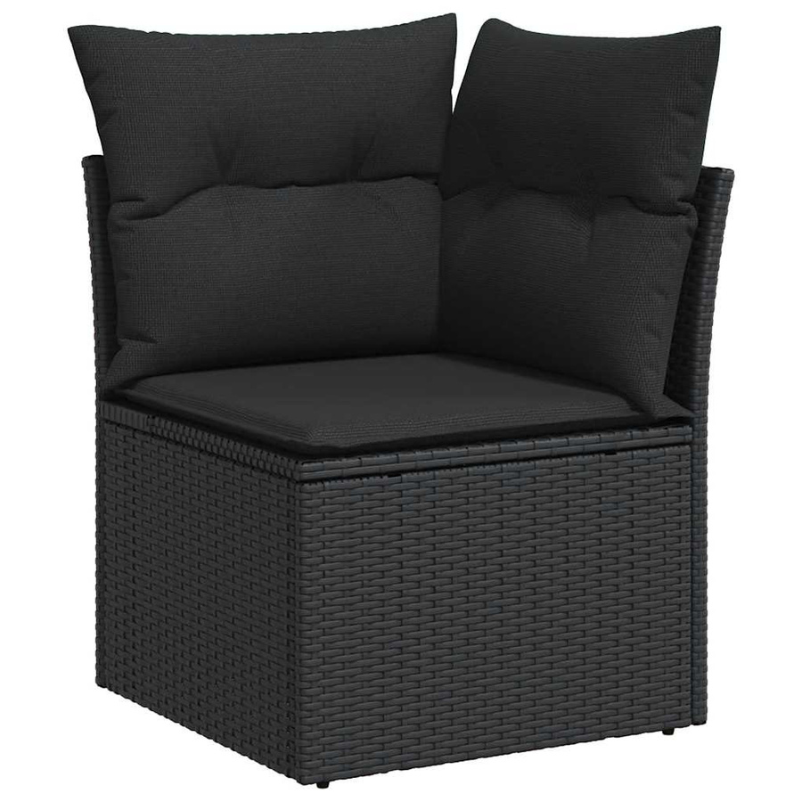 vidaXL 6-tlg. Garten-Sofagarnitur in L-Form aus Polyrattan mit Kissen, Schwarz - Bild 4