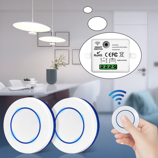 Drahtlose RF 433MHz Fernbedienung Lichtsteuerung mit 10A Relais Modul für LED Beleuchtung in Weiß - Bild 1