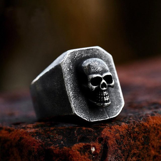 YIRAN Ring Edelstahl, Schwarz, Vintage, Herren - Bild 1