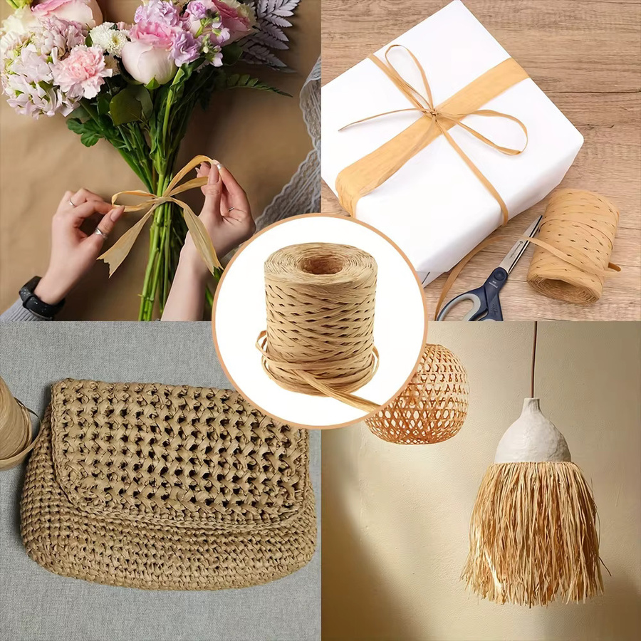 Kraftpapier Band aus Bast für Geschenkverpackungen und DIY-Dekorationen, 200 Meter - Bild 4