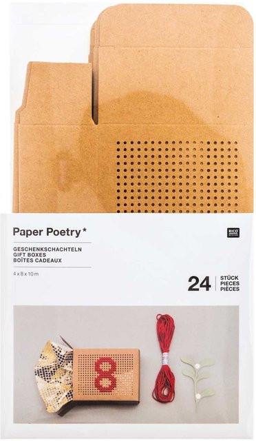 Rico Design Paper Poetry Adventskalender aus Papier zum Besticken in Beige und Braun B/T/H: 24,0 x 8,0 x 10,0 cm - Bild 1