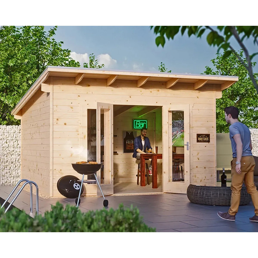 Skan Holz Gartenhaus Ostende in Natur und Beige inklusive Fußboden B/H/T: 440 x 264 x 380 cm - Bild 2