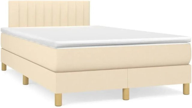 vidaXL Boxspringbett Hybrid mit Matratze und Taschenfederkern in Beige, B/T/H: 200 x 120 x 78 cm - Bild 1