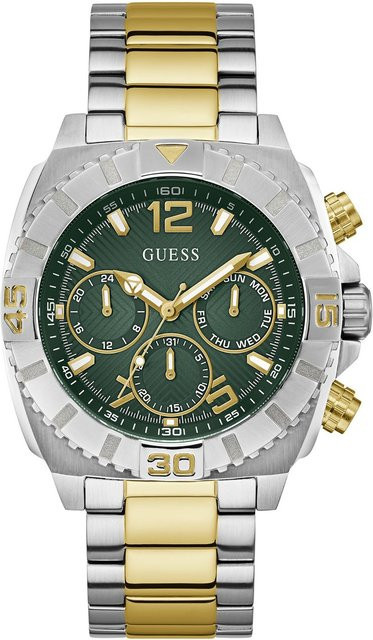 Guess Herrenuhr Traction, Quarz, Edelstahl, Grün, 46 mm, 5 ATM - Bild 1