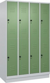 C+P Doppelstock-Spind Classic PLUS mit Sockel, 4 Abteile, Resedagrün/Lichtgrau, H x B x T: 195 x 120 x 50 cm - Bild 1