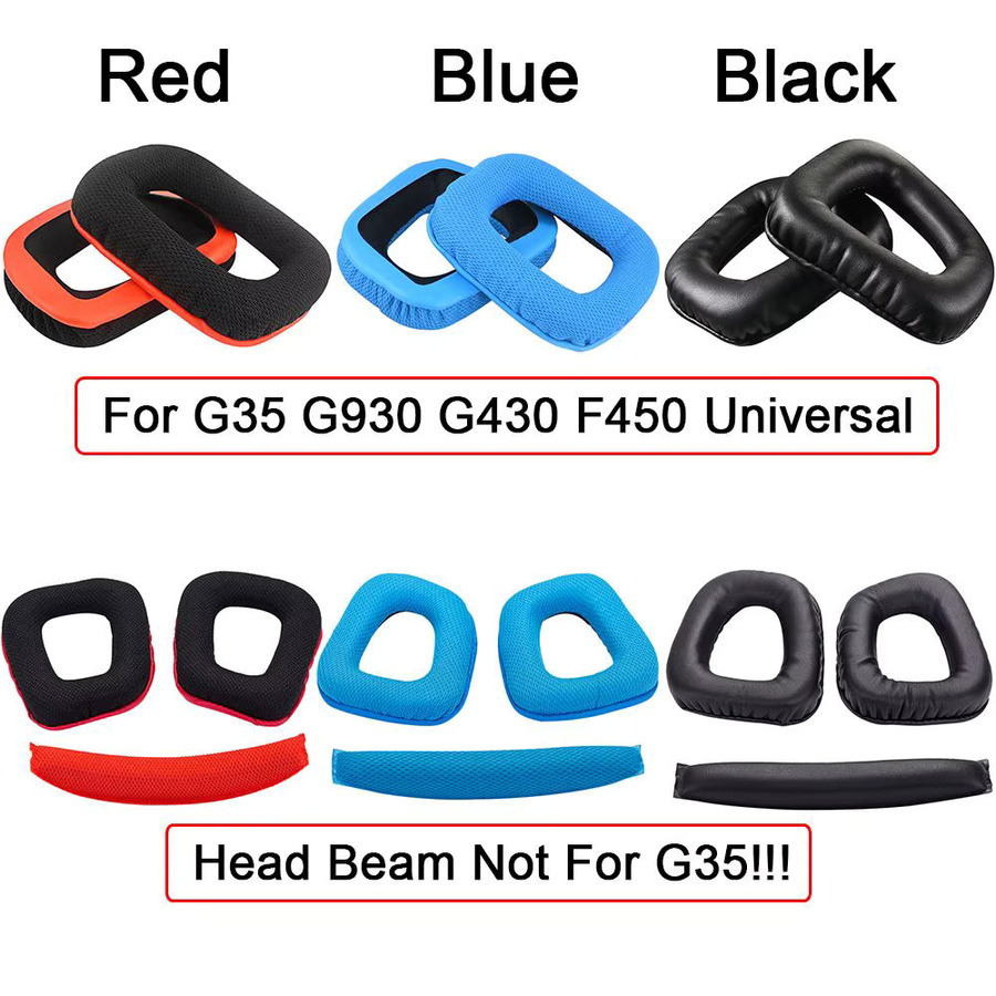Ersatz-Ohrpolster und Kopfband-Schaumstoff für Logitech G35 G930 G430 F450 in Rot - Bild 5