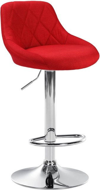 DELUKE Barhocker FALON Tresenhocker aus Stoff in Rot mit Lehne und 360 Grad Drehbarkeit, B/T/H: 46 x 49 x 83 cm - Bild 1