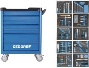 Gedore Werkzeugwagen Workster Smartline mit 308-teiligem Werkzeugsortiment in Blau und Schwarz - Bild 3