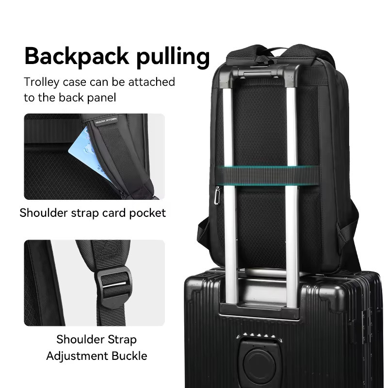 Mark Ryden Schlanker Business Laptop-Rucksack für Herren in Schwarz mit USB-C Anschluss und kratzfestem Material - Bild 4