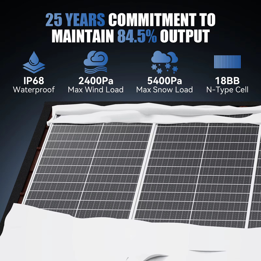 Rvpozwer Monokristallines Solarpanel Schwarz, hocheffizientes Solarzellen-Modul mit 12BB für Wohnmobil und Anhänger, 12,8 V - Bild 5
