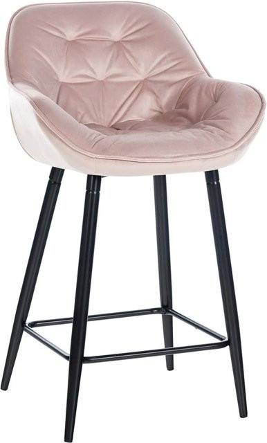 DELUKE Barhocker KUTOR Tresenhocker aus Samt in Pink mit Lehne, B/T/H: 54 x 57,5 x 93,5 cm - Bild 1