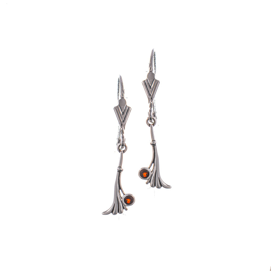 Ohrringe 925 Silber geschwärzt, Granat, Unisex - Bild 1