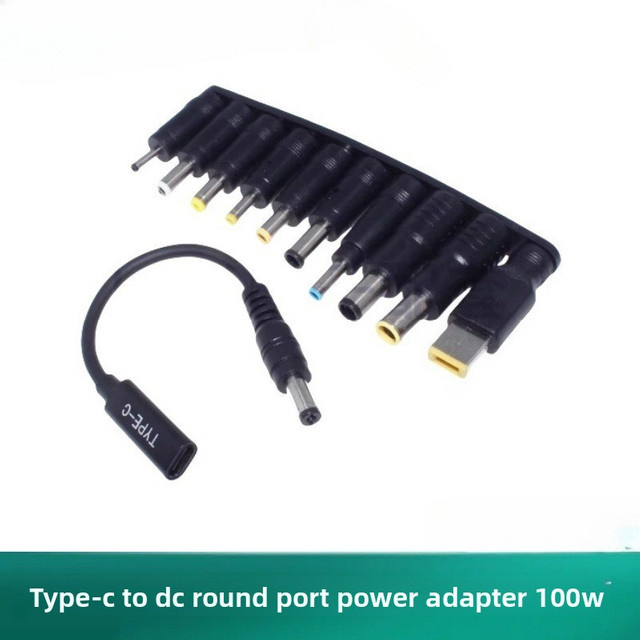 USB-C auf DC Netzteil Konvertierungskabel für Notebook-Computer mit Schnellladefunktion 100 W, Schwarz, Rundanschluss - Bild 1