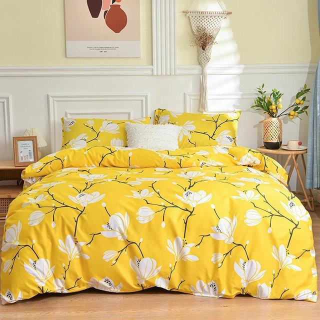 Bin Chi Textiles Bettwäsche-Set Bohemian Eleganz mit Kissenbezügen aus gebürstetem Polyester in Gelb, B/H: 135 x 200 cm - Bild 1