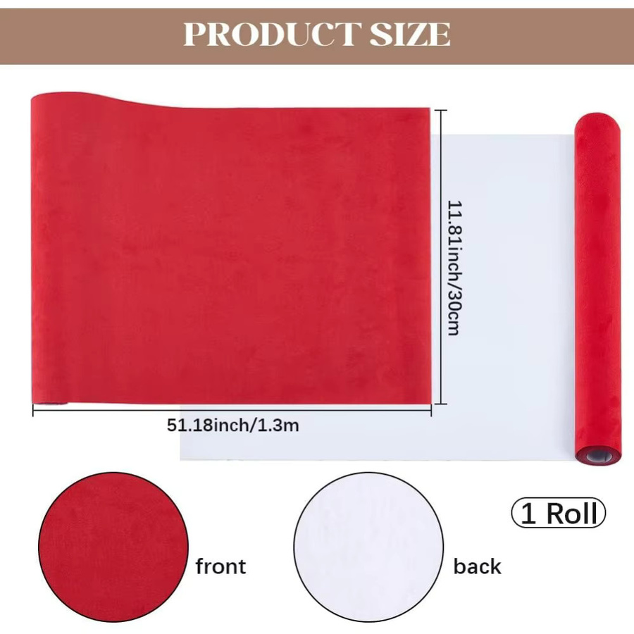 Rote Buchtuch-Buchhülle aus Kunst-Wildleder mit Papierrückseite für Notizbücher und Scrapbooking, Breite: 131,8 cm, Höhe: 30 cm - Bild 2