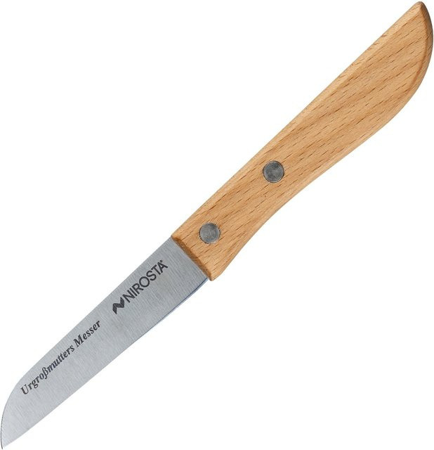 Nirosta Urgroßmutters Pariermesser mit Holzgriff und 8 cm Klinge in Silber - Bild 1