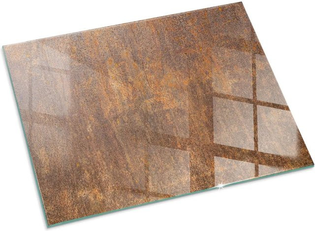 Tulup Glasplatte für Kaminöfen mit Roststruktur in Braun, B/T/H: 80 x 60 x 0,4 cm - Bild 1