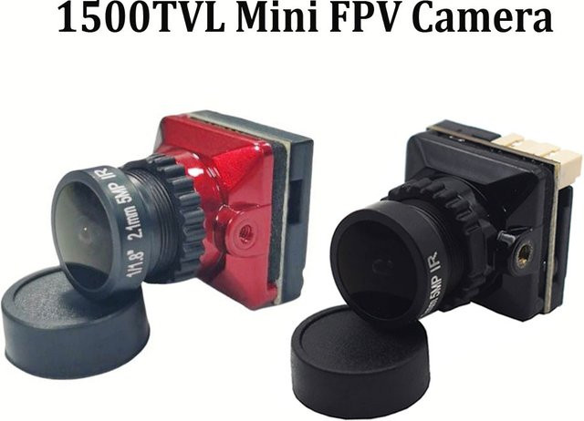 Mini FPV Kamera mit 1/3 CMOS Sensor, 1500TVL, 2,1mm Objektiv und einstellbarem OSD für RC Racing Drones, Schwarz - Bild 1