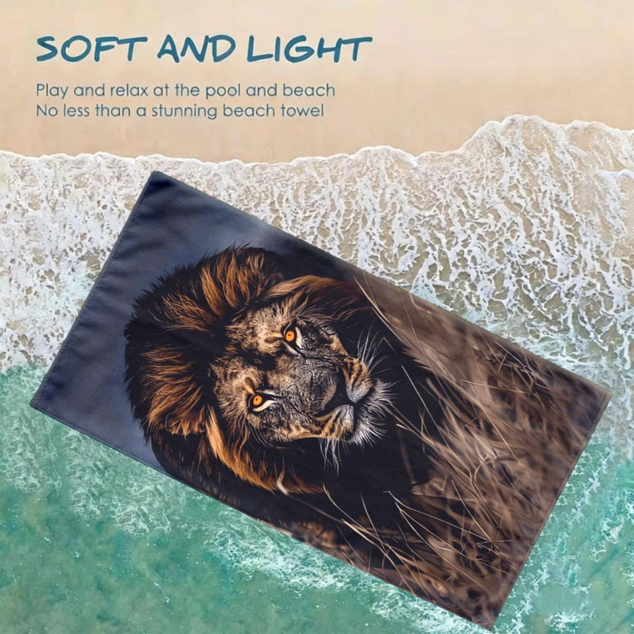 Übergroßes Strandtuch mit realistischem Tiger-Design, flauschig und saugfähig, Breite: 40 cm, Höhe: 60 cm - Bild 3