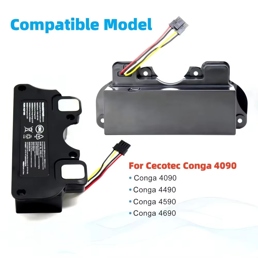 Ersatzakku für Cecotec Conga 4090 4490 4590 4690 Roboter-Staubsauger, 14,4 V, 6500 mAh, Schwarz - Bild 3