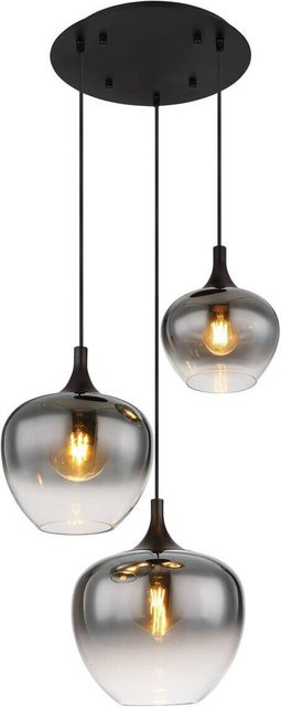 Globo Hängeleuchte Maxy Schwarz Metall mit Glasschirmen 3-flammig E27 Höhe: 120 cm, Durchmesser: 48 cm - Bild 1