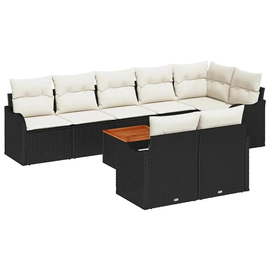 vidaXL Garten-Sofa-Set 9-teilig in Schwarz-Weiß mit Polstern und Stauraumfunktion aus Polyrattan und pulverbeschichtetem Stahl - Bild 2