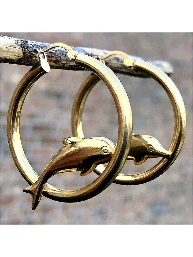 YoYo Creolen, Delfin-förmig, vergoldet, Damen, Gold - Bild 4
