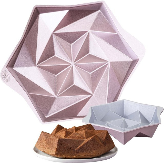 Dr. Oetker Kreativbackform Creative Origami, runde Backform aus Keramik, Gold, Durchmesser: 24 cm - Bild 1