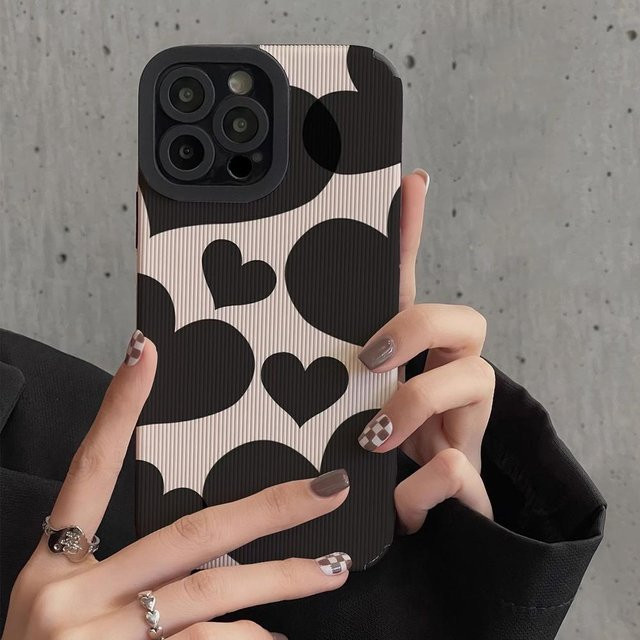 Stoßfeste Leder-Silikonhülle mit Liebesherz für Apple iPhone, Farbe: Schwarz - Bild 1
