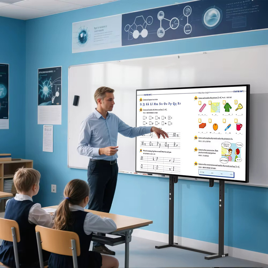 UNHO Mobiler TV-Ständer in Schwarz, höhenverstellbarer TV-Rollwagen für 32-85 Zoll LED-LCD-Bildschirme, VESA-Standard 600 x 400 mm, bohrfreie Installation - Bild 7