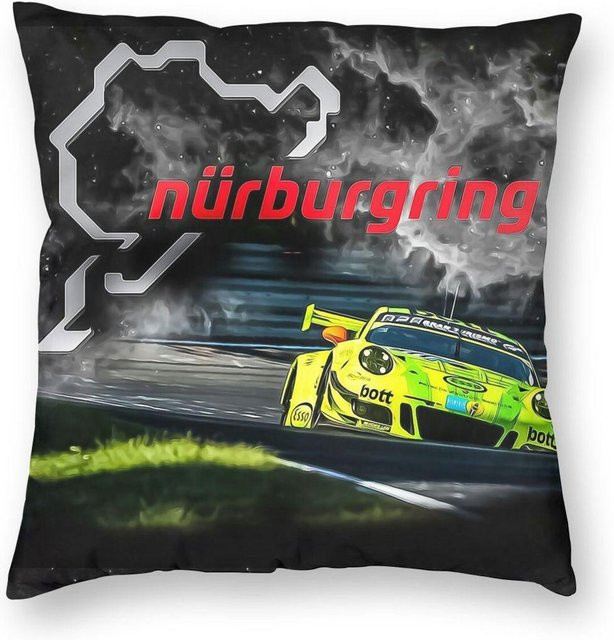 GUOYU HOMEDECOR Dekorative Kissenhülle Nürburgring Rennstrecke, Quadratischer Kissenbezug aus Polyester-Leinen-Samt mit Reißverschluss, B/T/H: 45 x 45 x 45 cm, Mehrfarbig - Bild 1