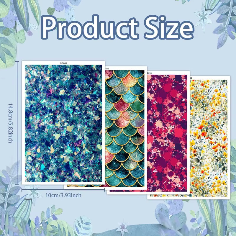 Fragment Scale Transferpapier mit Blumenmuster für Polymer Clay, wasserlösliche Einwegaufkleber in Multicolour für dein DIY Schmuckdesign - Bild 2