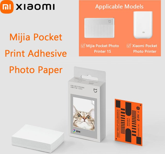Xiaomi Pocket Printer ZINK Selbstklebende Fotodruckbögen in Weiß, 50 Stück für 3-Zoll-Mini Fotodrucker - Bild 1