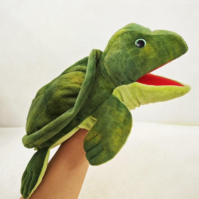 Süße Handpuppe Schildkröte Meerestier, Stofftier Plüschtier, Schwarz, Grün, ab 0 Jahren - Bild 1